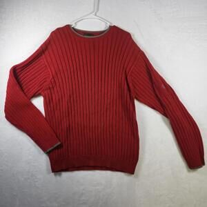 Vtg Timberland Red Cotton Rib Knit Sweater Mens L 100% Cotton Crew Neck Pullover